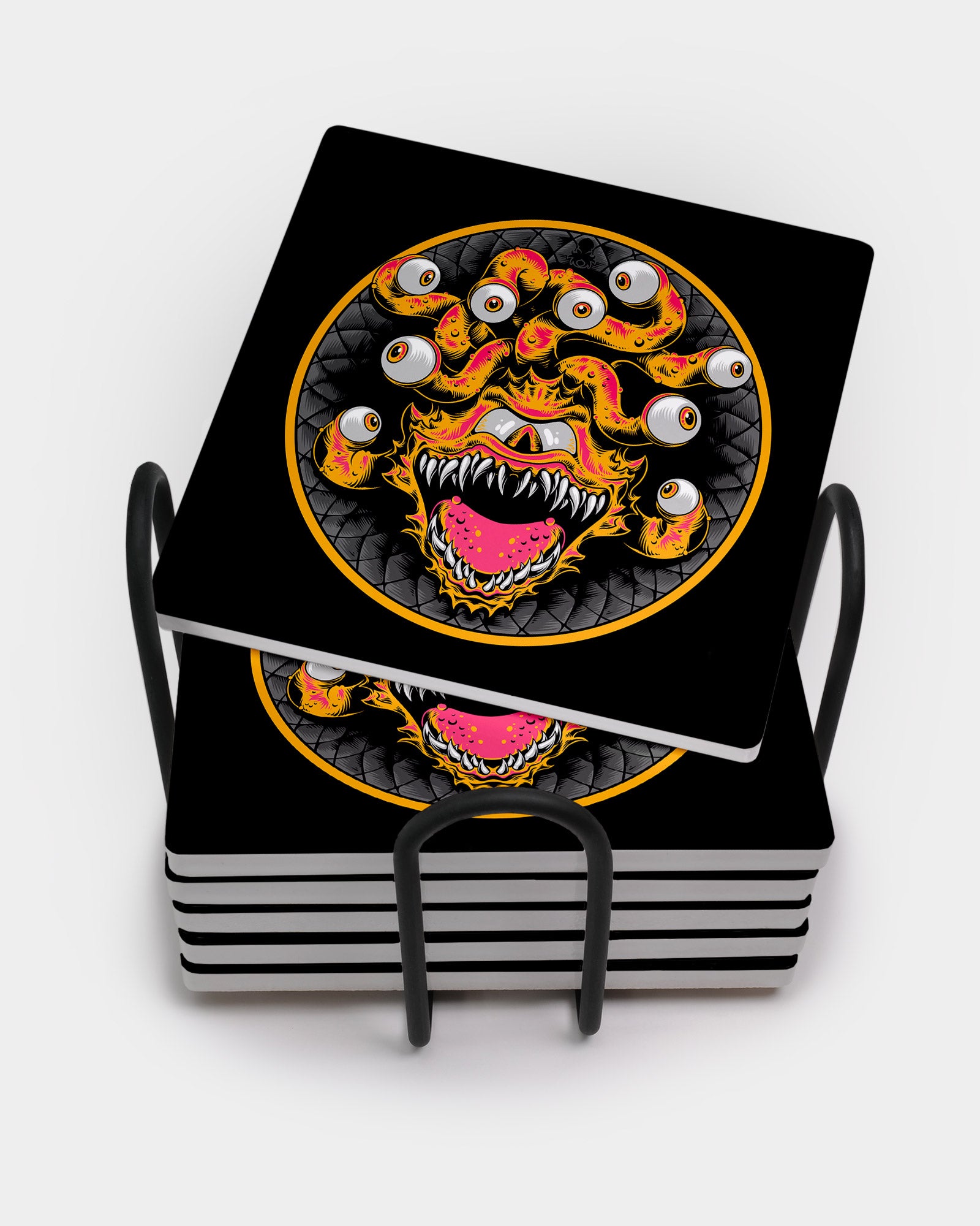 Orange Beholder Square Coaster Set